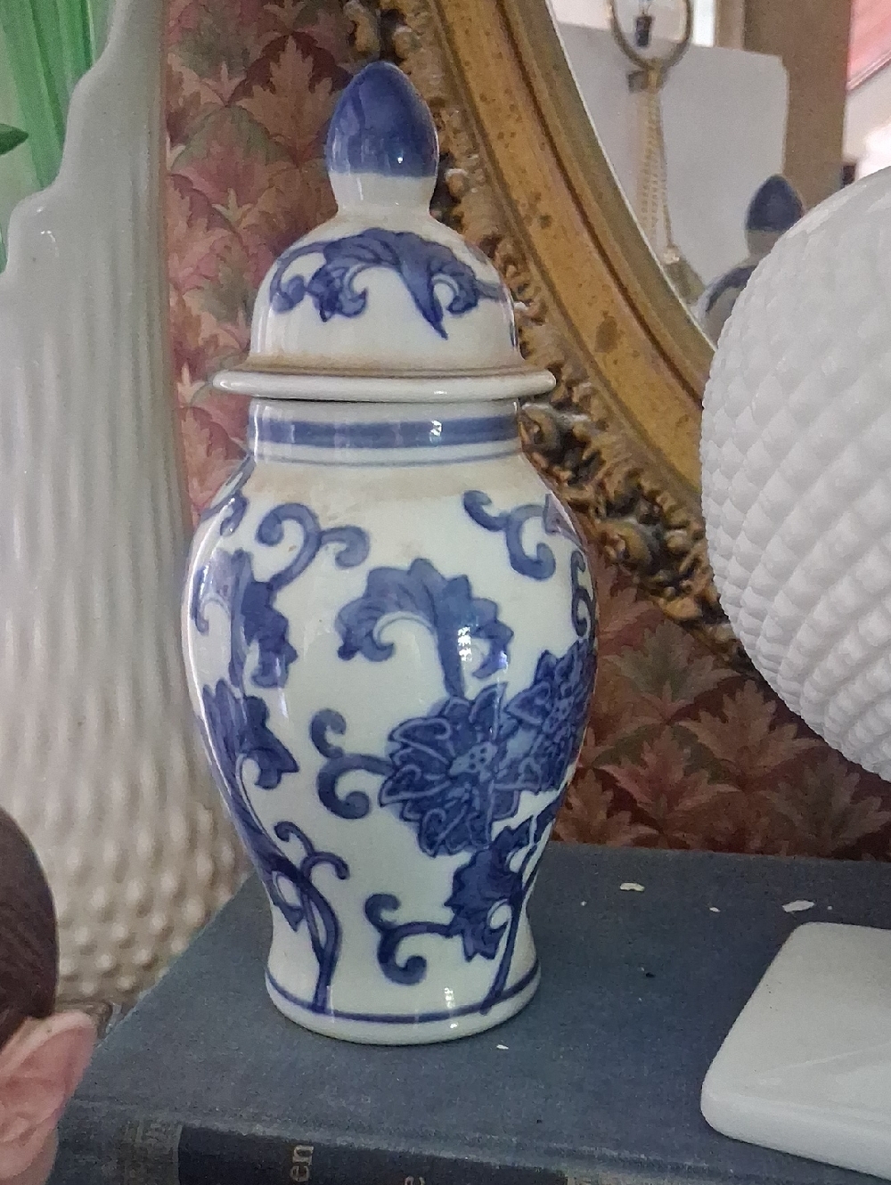 Blue and White Porcelain Ginger Jar - Floral Pattern